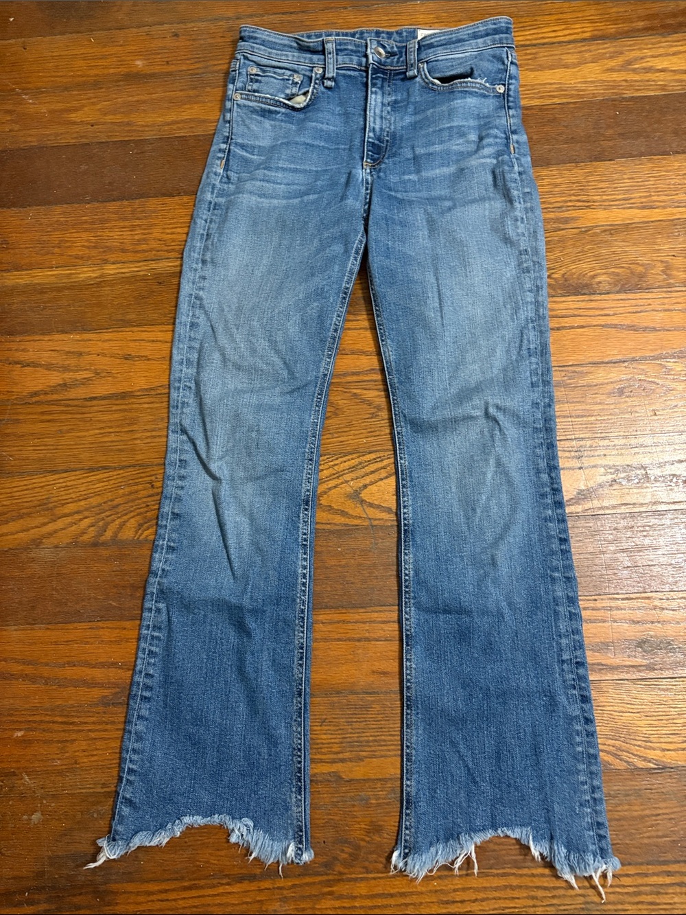 rag & bone Nina High Rise Ankle Flare Raw Released Hem Jeans Size 24